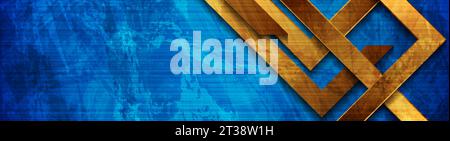 Orange and blue grunge banner design with stripes. Geometric tech background. Vector illustration Stock Vector