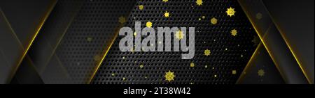 Hi-tech Christmas modern neon background with snowflakes. Vector banner design Stock Vector