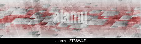 Red and grey grunge tech geometric abstract background. Vector banner design Stock Vector