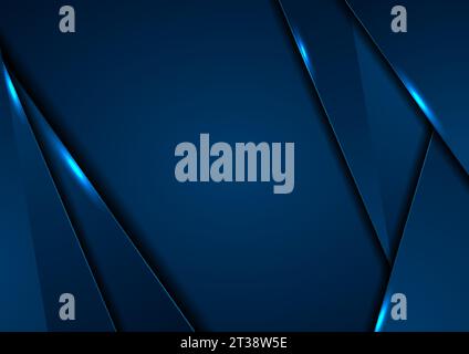 Dark blue corporate abstract material background with glowing lights. Vector design Stock Vector