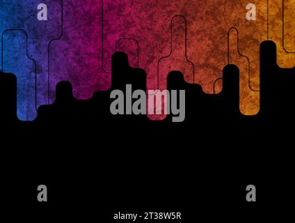 Black and colorful grunge geometric retro abstract background. Vector design Stock Vector