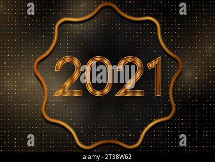 2021 New Year golden abstract sparkling background. Luxury dots Christmas holidays vector design Stock Vector