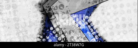 Grunge grey blue abstract tech backgroud with 3d geometric shapes. Vector web banner design Stock Vector