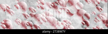 Red and grey abstract geometric circles grunge banner with concrete texture. Technology vector design Stock Vector