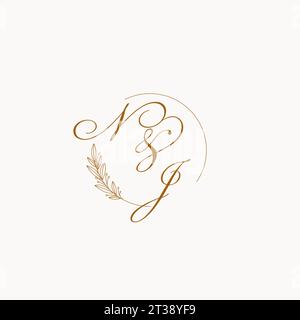 NJ logo initials monogram with circular lines, minimalist and clean ...