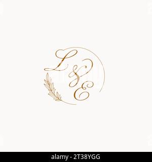 LE Initial letter circular line logo template vector with gradient ...