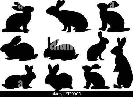 rabbit black and white using a hand-drawn Stock Vector