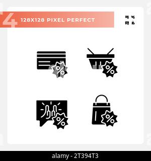 2D pixel perfect glyph style discounts icons Stock Vector