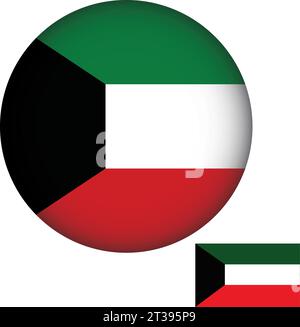 Kuwai Flag Rounded KUWAIT Flag in circle, official color, National flag, symbol of nation ...