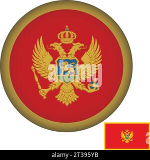 Montenegro Flag Round Shape Stock Vector