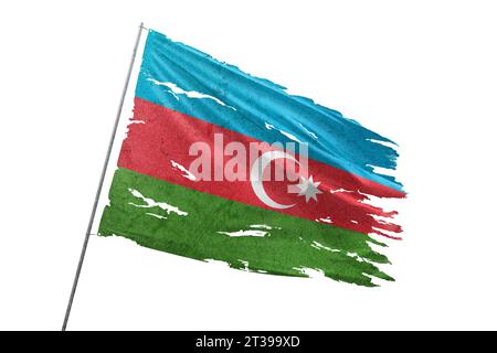 Azerbaijan torn flag on transparent background. Stock Photo