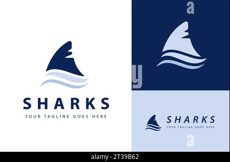 Shark Fin with Wave Water Abstract Symbol Vintage design illustration Stock Vector