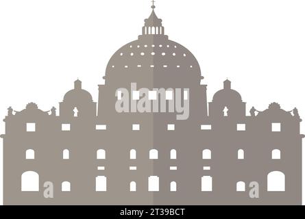 Simple gray flat drawing of the ST. PETER'S BASILICA, VATICAN CITY Stock Vector