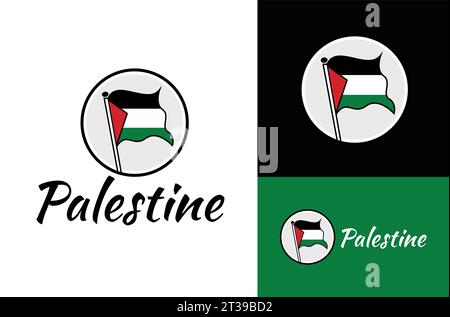 Waving Flag of Palestine vector icon Illustration Design Template Background Stock Vector