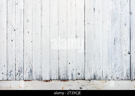 White wooden background, old worn wooden planks texture with age marks Stock Photo