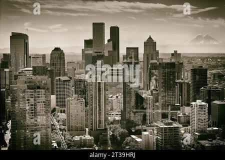 Seattle cityscape. Skyscrapers of Seattle. View on Downtown the city of  Seattle, WA, USA. Stock Photo