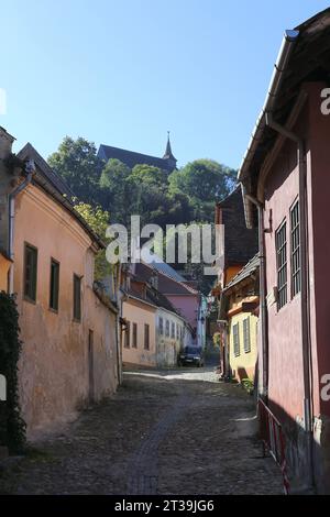 Strada Tâmplarilor, Sighişoara, UNESCO World Heritage Site, Mureş County, Transylvania, Romania, Europe Stock Photo