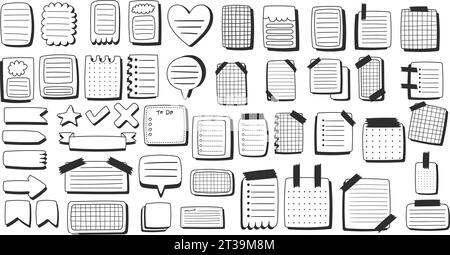 Doodle memo, hand drawn notepaper, art school sketch papers vector stock.  Paper sheet drawing, illustration office note paper Stock Vector Image & Art  - Alamy