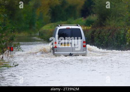 21st October Storm Babet flooding in Allerton Bywater,West Yorkshire,UK Stock Photo