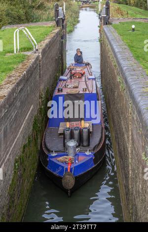 Locks on the Northampton arm of the River Nene, 17 Locks heading down into Northampton, England, UK. Stock Photo