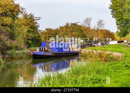 Locks on the Northampton arm of the River Nene, 17 Locks heading down into Northampton, England, UK. Stock Photo