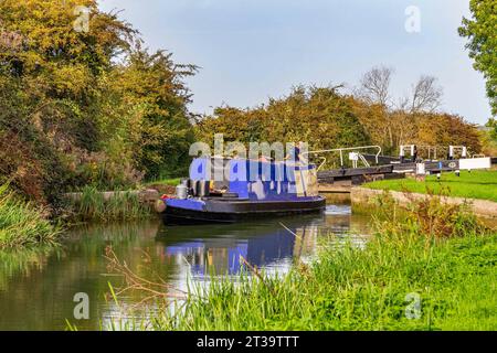 Locks on the Northampton arm of the River Nene, 17 Locks heading down into Northampton, England, UK. Stock Photo