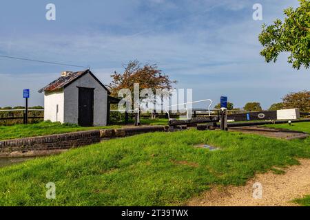 Locks on the Northampton arm of the River Nene, 17 Locks heading down into Northampton, England, UK. Stock Photo