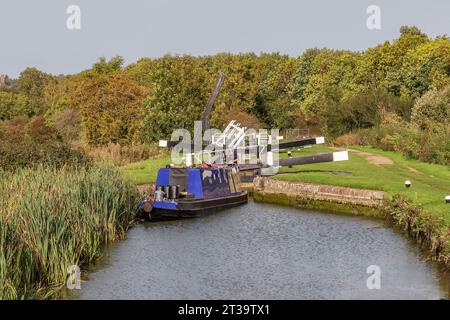 Locks on the Northampton arm of the River Nene, 17 Locks heading down into Northampton, England, UK. Stock Photo