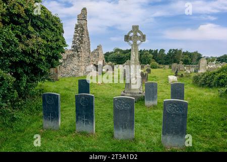 Bonamargy Friary, Ballycastle, Northern Ireland is a well-preserved 15th-century Franciscan friary in County Antrim. Stock Photo