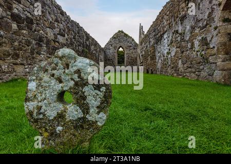 Bonamargy Friary, Ballycastle, Northern Ireland is a well-preserved 15th-century Franciscan friary in County Antrim. Stock Photo