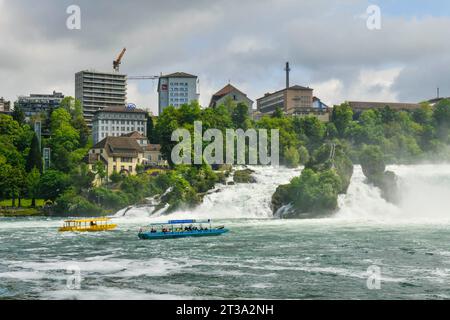 View of Rhine falls (Rheinfalls) the biggest waterfall in Europe Stock Photo