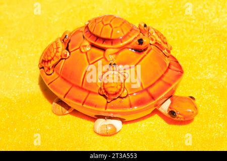 Ceramic turtle furnishing articles, closeup of photo Stock Photo