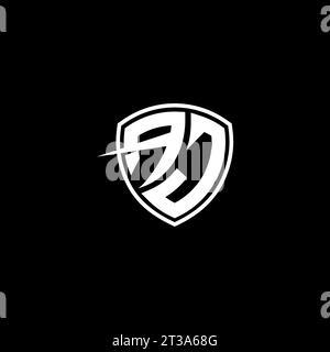 AJ logo monogram emblem style with shield shape design template ideas Stock Vector
