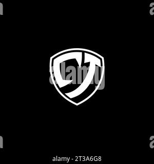 CT logo monogram emblem style with shield shape design template ideas Stock Vector