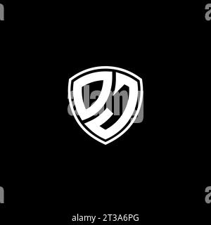 DJ logo monogram emblem style with shield shape design template ideas Stock Vector