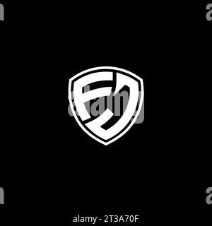 FJ logo monogram emblem style with shield shape design template ideas Stock Vector