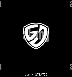 GJ logo monogram emblem style with shield shape design template ideas Stock Vector