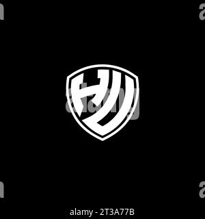 HU logo monogram emblem style with shield shape design template ideas Stock Vector
