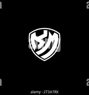KM logo monogram emblem style with shield shape design template ideas Stock Vector