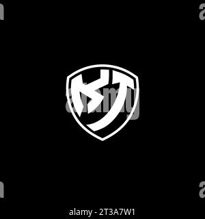 KT logo monogram emblem style with shield shape design template ideas Stock Vector