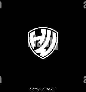 HW logo monogram emblem style with shield shape design template ideas Stock Vector