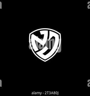 NJ logo monogram emblem style with shield shape design template ideas Stock Vector