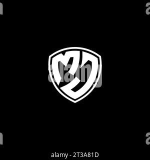 MJ logo monogram emblem style with shield shape design template ideas Stock Vector