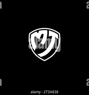 MT logo monogram emblem style with shield shape design template ideas Stock Vector