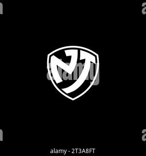 NT logo monogram emblem style with shield shape design template ideas Stock Vector
