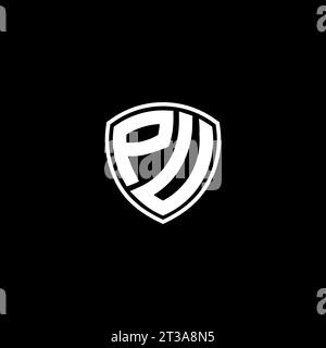 PU logo monogram emblem style with shield shape design template ideas Stock Vector