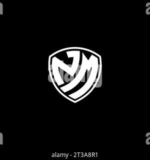 NM logo monogram emblem style with shield shape design template ideas Stock Vector