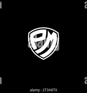 PM logo monogram emblem style with shield shape design template ideas Stock Vector