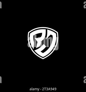 RJ logo monogram emblem style with shield shape design template ideas Stock Vector