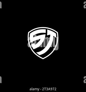 ST logo monogram emblem style with shield shape design template ideas Stock Vector